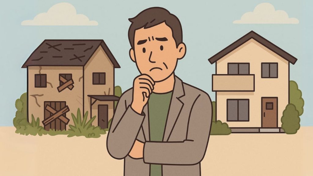 空き家をどうするか悩む男性